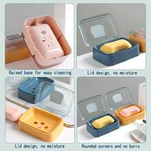 1个装旅行皂盒，防漏皂盒，便携式条状皂架，带盖皂盒碟，适用于浴室、淋浴、健身房、学校、露营、度假、旅行等场合，必备品