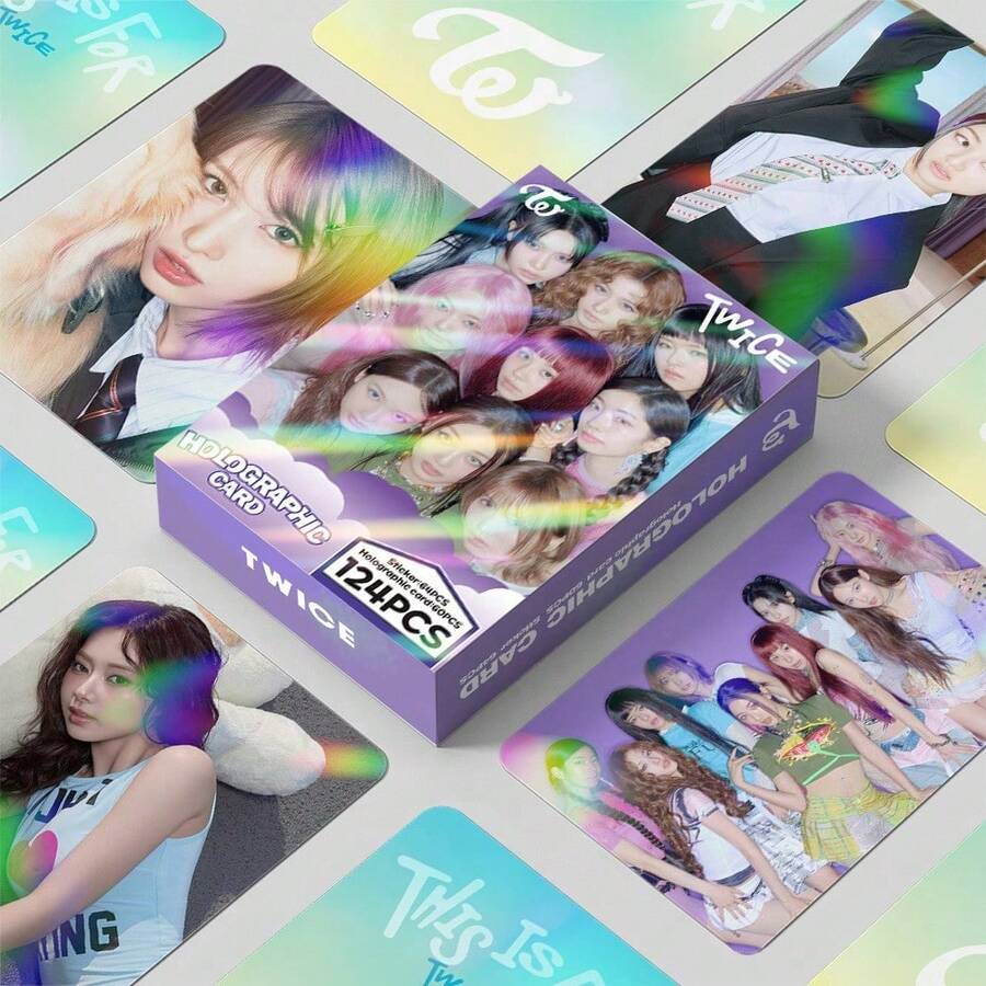 124pcs TWICE K-Pop Photo Cards And Sticker Set, High-Definition Selfie Mini Cards, Celebrity Collectible Cards, Boxed Fan Support Set, Latest Album Collector Cards, Birthday & Holiday Gifts, Music Merchandise, Small Gift Box, School Supplies - Multicolor - View 1