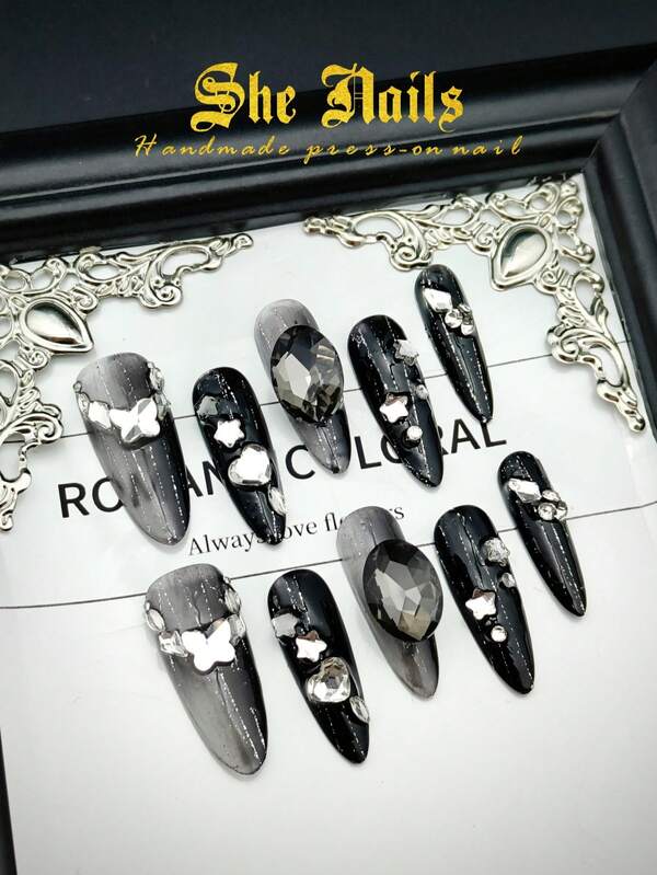 DIY 10pcs Of French Y2K Orange Nails, White Nails, Pure Handmade 3D Carving Technology, 3D Hand Drawn Water Ripples Water Droplets, Blurred Nails, 3D Small Pearl Decoration, Long Oval Pure Handmade Acrylic Press On Nails.