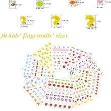 IHUKEIT 10 Sheets Cute Nail Stickers For Kids Including Animals Fruits Flowers Food Rainbow Leaves Designs Self Adhesive Nail Decals For Little Girls Women Nail Art Decoration Fun - ColorA - 查看 3