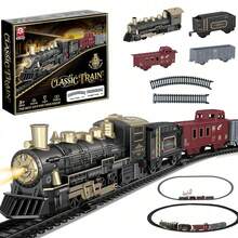 2026新年礼物 可追踪音乐火车，儿童电动轨道车玩具，复古迷你火车，电动车玩具，新款经济实惠小火车 - 黑色 - 查看 11