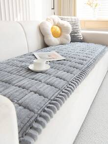 1 pieza Funda completa para sofá, nórdica de peluche acolchado 3D con cobertura completa de reposabrazos, antideslizante y apta para mascotas para sofás de 1 a 4 plazas - Gris - Ver 11