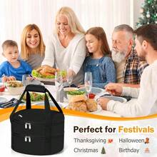 ‌1 Pc Insulated Casserole Carrier Bag Grey Elegant Leakproof Food Container For 12.5 Inch Baking Dishes Pies Hot Cold Meals Multi-Use Portable With Handles For Women Men Gifts Picnic Party Office Potluck Travel Family Gathering‌ - 黑色 - 查看 6