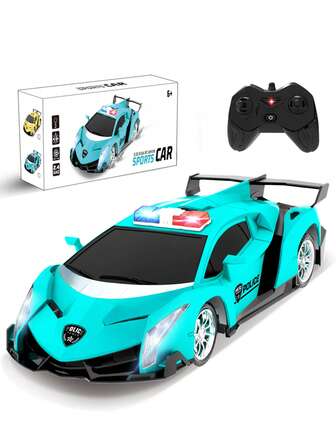 1 pieza Coche de control remoto a escala 1:18 para drift con luces delanteras, vehículo RC eléctrico con luces y control remoto, adecuado para niños y niñas de 4 a 7 años, regalo de Navidad, Halloween, Pascua, cumpleaños