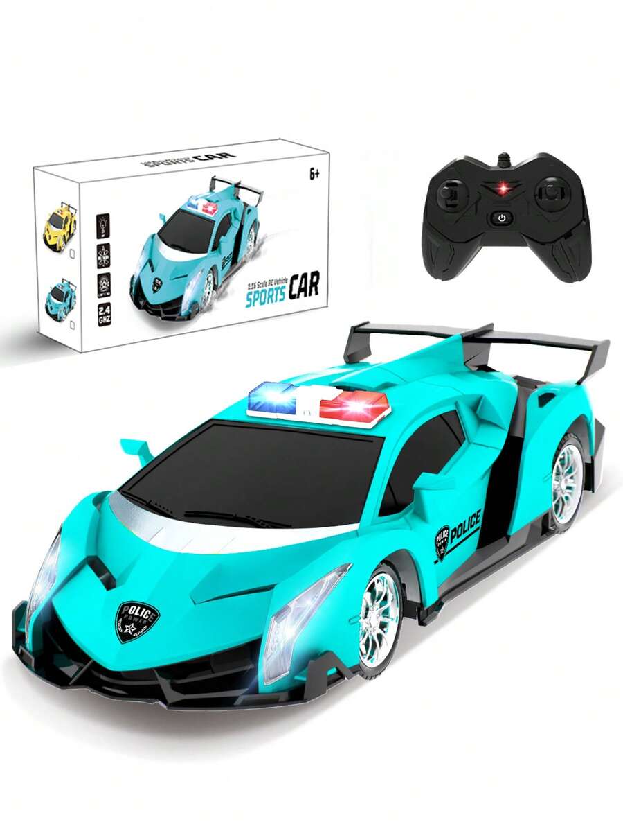 1pc 1:18 Scale Remote Control Drift Car Toy With Headlights, Electric RC Toy Vehicle With Lights And Remote Control, Suitable For Boys And Girls Ages 4-7, Christmas, Halloween, Easter, Birthday Gift - Multicolor - View 1