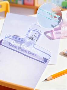 1pc Colorful Transparent Clip, Learning Material Long Tail Clip, Drawing A4 Paper Clip, High-Value Stationery File Folder Student Office Test Paper Clip, Multi-Functional Learning Material Storage Tool - Multicolor - View 8