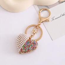 Rhinestone Heart Shaped Keychain Pendant, Creative Metal Small Gift - Multicolor - View 11