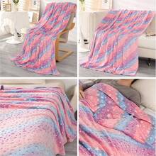 Glow-In-The-Dark Blanket, Soft Plush Flannel Throw Blanket With Gradient Striped Star Print Pattern, Great Gift For Kids, Grandchildren, Babies, Toddlers, Birthday, Christmas