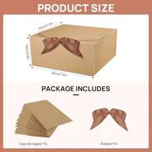 15 PCS Cajas de Regalo con Tapa, Caja de Regalo de Papel con Cinta, Caja de Propuesta de Dama de Honor para Boda, Embalaje, Regalo, Cumpleaños, Cupcake (, M(20 * 20 * 10cm))(caqui M(20*20*10cm)) - Multicolor - Ver 4