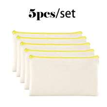 5/10/20/50 pièces Sacs à fermeture éclair en coton vierge DIY Sacs de rangement pour maquillage, cosmétiques, articles de toilette, papeterie, cadeaux - Beige - Voir 28