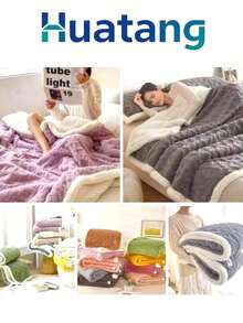 Edredón De Invierno king size Aborregado por atras,  Edredón de Cachemira, Otoño E Invierno Edredón De Felpa Gruesa Cálida Edredón Reversible C,2.0mt x2.20mt - Morado Violeta - Ver 3