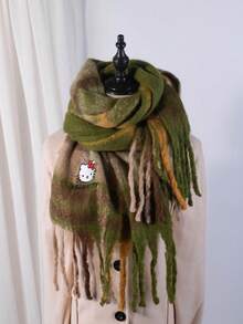 SANRIO 1条Hello Kitty可爱高级针织围巾，保暖防风冬季骑行围巾，适合圣诞节使用 - 彩色 - 查看 5