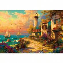 1000pcs Paper Jigsaw Puzzle, Landscape Oil Painting Style, Stress Relief & Brain Teaser
