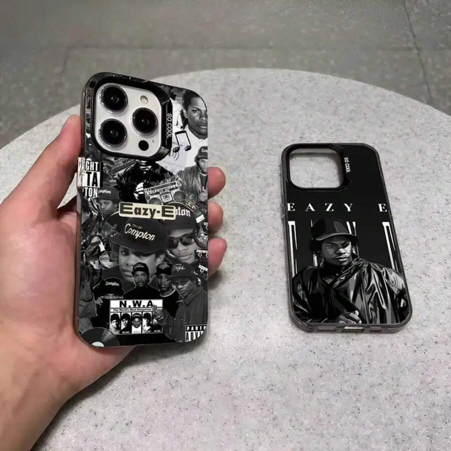 1pc Funda de Teléfono Rapper E-Eazy E IMD Color Plata para 17 16 15 14 13 12 11 Pro Max Plus - z2 - Ver 1