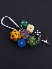 1pc Unisex Handmade Fate Dice Key Chain, Unique Subculture Y2K Style Accessory, Contrast Color Bag Decor - 多色 2 - 查看 5