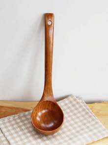 1pc Minimalist Multi-Functional Wooden Cooking Spoon, Practical Household Kitchen Tool