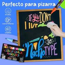 Marcadores de Tiza, Rotuladores de Gis Líquida de 12 Unidades, Perfecto para Pizarra, Pizarras, Ventanas, Vidrio, Bistro, 6 mm de Tinta Borrable con Punta Redonda Reversible y Punta de Cincel(default) - Multicolor - Ver 6
