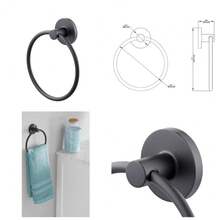 Matte Black Modern Round Towel Ring For Bathroom - 1 - View 1