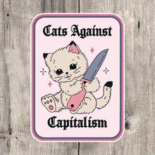 1/3 miếng dán vinyl hình mèo chống chủ nghĩa tư bản - Hoàn thiện mờ, chống thấm nước, bền, tự dính cho ô tô, máy tính xách tay, mũ bảo hiểm, hộp dụng cụ, ốp điện thoại, kính, bề mặt kim loại | Nghệ thuật theo chủ đề quân đội, phụ kiện mũ bảo hiểm quân đội - Nhiều màu - Xem 10