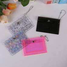 1pc Fashionable Transparent Glitter Card Holder, Unisex - Portable Multi-Functional ID Credit Card Wallet - Multicolor - View 2
