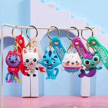 1pc Gabby's Dollhouse 3d Figurines Keychains Cute Bags Pendants Schoolbags Key Chains - Multicolor - View 1