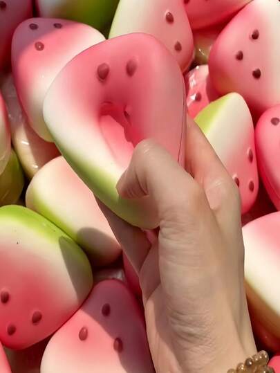 Watermelon Soft Squeeze Stress Relief Toy - Relaxing Slow Rebound Sensory Stress Relief, Durable TPU Material With Realistic Seeds, Summer Fun Mixed Color Design, Fruit Theme Healing, Thermoplastic Polyurethane Material, Material, Birthday Party Gift And Summer Gift, Ramadan Middle East Festival (Multi-Color)