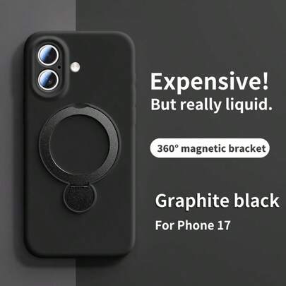 Liquid Silicone Magnetic Adsorption Protective Case With Stand Compatible With IPhone 17/16 Pro Max/15 Pro/14 Pro Max, Slim Shockproof Cover Compatible With IPhone 13 Pro/16/15 Pro, Suitable For Wireless Charging