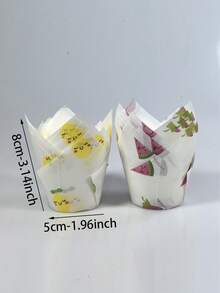 50pcs/100pcs Watermelon/Lemon/Tulip Cupcake Liners, Non-Stick Baking Cups, Suitable For Birthday, Wedding, Holiday Party Decoration, Catering Events - Multicolor - View 3