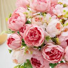 1/80PCS Romantic Silk Peony Bouquet Artificial Flowers Centerpieces,Artificial Flowers Handheld Flower Arrangement For Wedding Bride's Bouquet,Home Office Room Holiday Decorations,Table Decorations Farmhouse Centerpiece Table Decoration For Kitchentable Decor, Home Decoration, Birthday Gifts - Pink - View 6