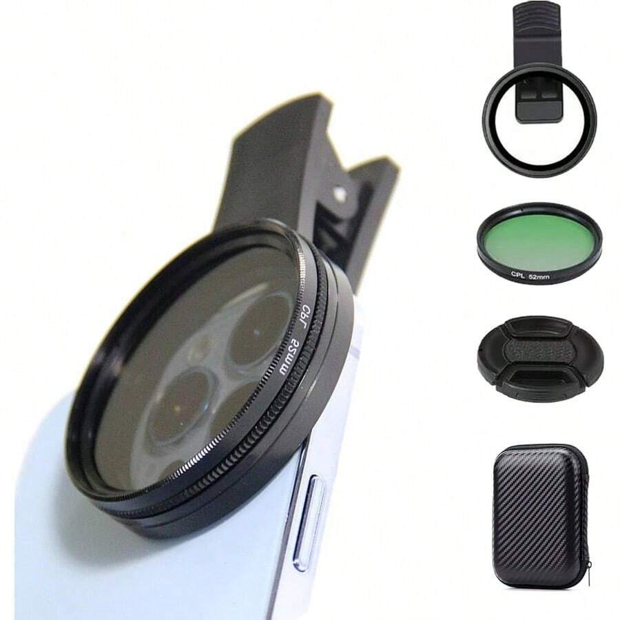 52mm Clip - on CPL Phone Camera Lens Kit, 52mm CPL Polarizing with Clip 1Set - 1 juego - Ver 1