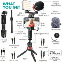 Kit de Vlogging iVlogger - PRO: Compatible con y Android, Micrfono VXR10, Luz RGB Recargable, Trpode Completo, Accesorios Incluidos - inicial - Ver 2