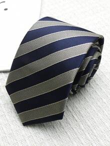 1pc Striped Handmade Necktie, Suitable For Casual, Street, Daily, Party Looks - Multicolor - View 4