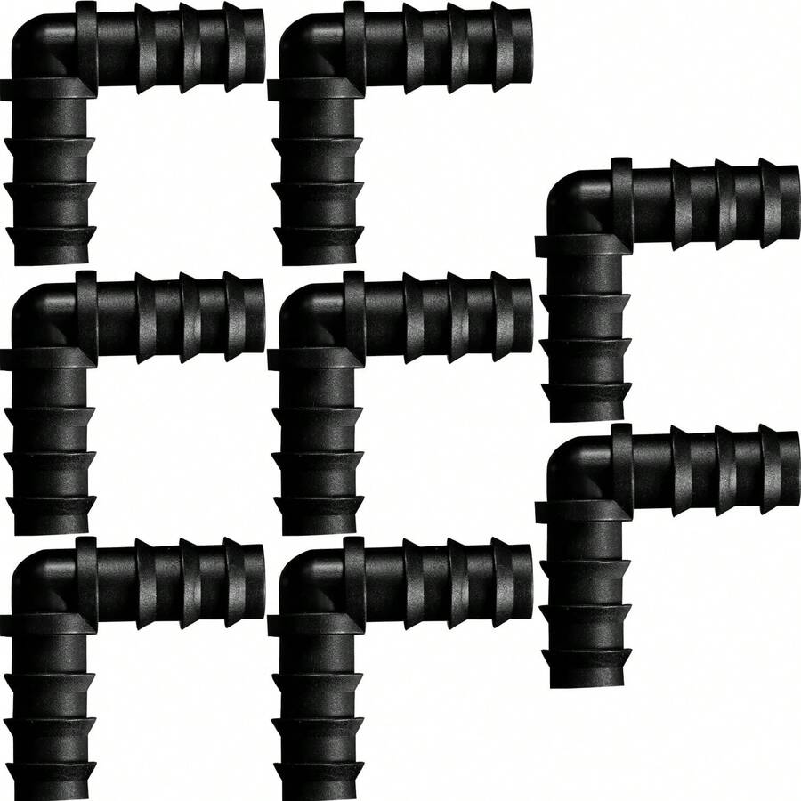 8 Pieces 1/2 Inch Drip Irrigation Fittings Parts Soaker Hose Repair Kit Inline Barb Drip Irrigation Hose Connectors Plastic Tubing End Stop Garden Lawn Sprinkler Systems(Joiner) - Khuỷu tay - Xem 1