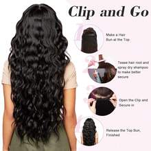 20inch 1-Pack 3/4 Full Head Curly Wave Clips In On Synthetic Hair Extensions HE008 Hair Pieces For Women 5 Clips 4.5 Oz Per Piece - Chocolate Brown With Highlights,ChocolateBrownwithHighlights - 巧克力棕色高光 - 查看 6