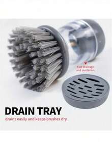 1pc Multifunctional Pot And Dish Cleaning Brush With Soap Dispenser And Stand - Durable Plastic Scrub Brush For Kitchen Sink, Pans, Saucepans - Uncharged Manual Operation Dishwashing Tool - Multicolor - View 5