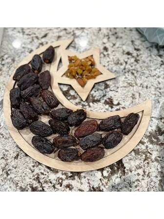 1 st trädekoration i form av stjärna och halvmåne, lämplig för Ramadan och Eid Al-Fitr dessertfat - perfekt för rumsdekoration, födelsedagsfester och högtidsfiranden