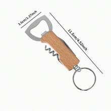 3-In-1 Stainless Steel & Wooden Handle Bottle Opener, Wine & Beer Bottle Opener, Durable Metal Construction Keychain, Suitable For Bar, Restaurant, Christmas, Birthday, Anniversary And Special Occasions - Apricot - View 2