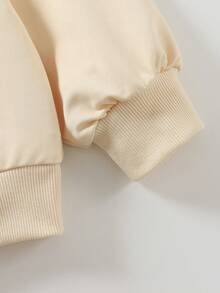 1件青少年男孩活力趣味卡通文字图案卫衣，单人款，适合学校活动。 - 杏色 - 查看 5