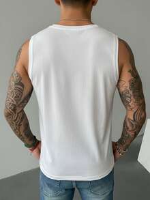 GRDR 男士夏季休闲圆领透气背心 - 白色 - 查看 3