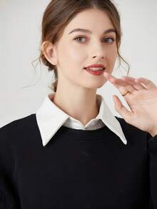 1件装可拆卸领子纯色休闲优雅连衣裙/毛衣/衬衫 | 适合工作通勤/约会和派对 | 多功能时尚配饰 | 可用作文胸配饰、派对装扮点缀、约会之夜颈链、时尚项链、轻盈面料、易于佩戴、半领设计、时尚配饰、适合职业女性四季穿着