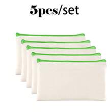 5/10/20/50 pièces Sacs à fermeture éclair en coton vierge DIY Sacs de rangement pour maquillage, cosmétiques, articles de toilette, papeterie, cadeaux - Beige - Voir 29