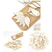 50 Packs Wooden Leaves Crafts, 2.0x1.0 Inches Leaf Flat Shaped Blank Unfinished Wood Natural Antique Cutout Small Pieces Pendants Projects Crafting Fall Home Decoration Tags - ban đầu - Xem 1