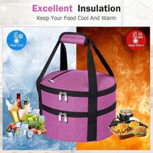 ‌1 Pc Insulated Casserole Carrier Bag Grey Elegant Leakproof Food Container For 12.5 Inch Baking Dishes Pies Hot Cold Meals Multi-Use Portable With Handles For Women Men Gifts Picnic Party Office Potluck Travel Family Gathering‌ - 粉色 - 查看 4