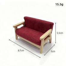 Dollhouse Mini Furniture Miniature Bedroom Living Room Scene Wooden Double Sofa Model - Multicolor - View 9