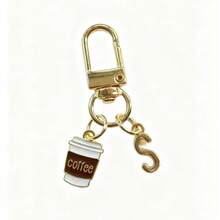 个性化咖啡吊坠，可刻上首字母和礼物/感谢信息 | 钥匙扣配饰 | - 卡其色 - 查看 11