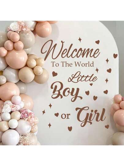 Welcome Boy/Girl Wall Decals, Balloon Arch Party Backdrop, Warm Welcome Sign, Suitable For Party Decorations, Room Decorations, Bedroom Decorations. Give Your Life A Fresh New Look With These Self-Adhesive Party Backdrops.