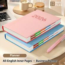 400 Pages 2026 English PU Leather Planner - Adult English Planning Book, Beautiful Notebook, Monthly Goals & Daily Task Checklist, Dated Notebook Portable Faux Leather Diary, Suitable For Students, Professionals, Office, School Time Management & Project Planning, Gift For Teachers - All-english Leather-bound Planner - View 7