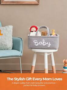 1pc Mommy Storage Bag, Baby Diaper Storage Organizer Basket, Multi-Functional Maternity & Baby Supplies Organizer Bin, Solid Color Snack Storage Box Desktop Organizer, Newborn Gift / For Personal Use, Multiple Colors Available - Multicolor - View 2