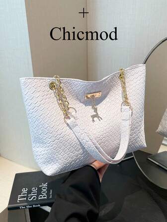 Modern retro stor krokodilfärgad tygväska för kvinnor, lämplig för shopping, plånbok, shopping, unga damer, högskolestudenter, nykomlingar, tjänstemän. Perfekt för kontor, universitet, arbete, affärer, pendling, utomhusaktiviteter, resor och picknick