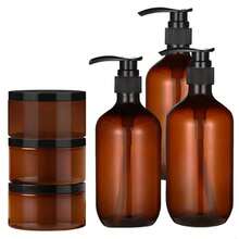 6件套分体瓶套装，3个500毫升可重复使用分装瓶+3个面霜脱毛罐